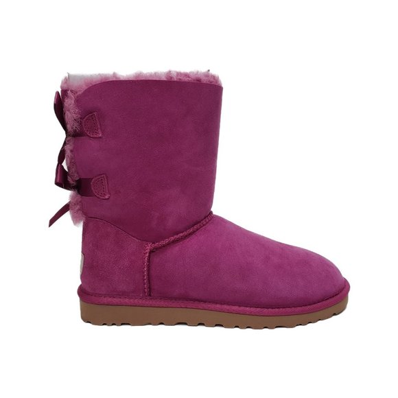 UGG Shoes - 1002954 UGG W Bailey Bow [PINK] Women's Satin Bow Sheepskin Boots Size 5 US